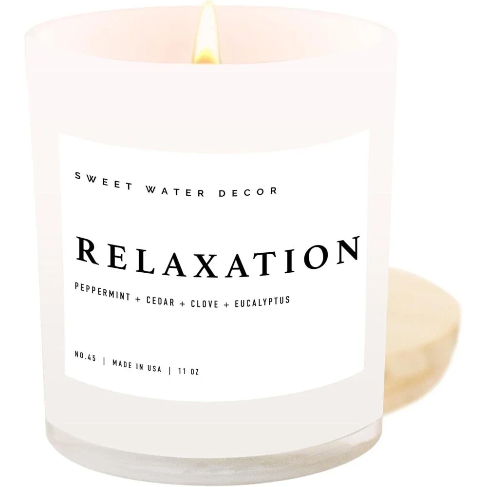 Sweet Water Decor Relaxation Candle 11oz Soy Wax Jar – 50+ Hr Burn Peppermint